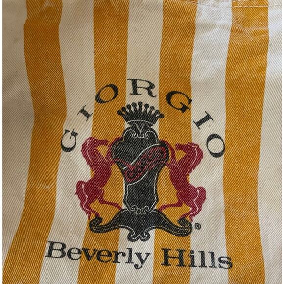 GIORGIO BEVERLY HILLS Yellow & White Striped Beach Tote Bag Rare 80s 90s VINTAGE - Picture 3 of 3